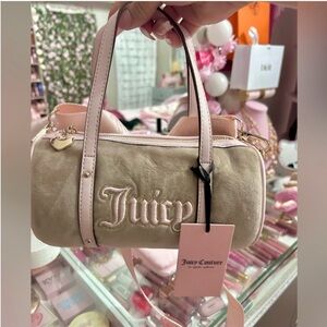 Juicy couture queen of everything mini barrel café/bottle blush bag